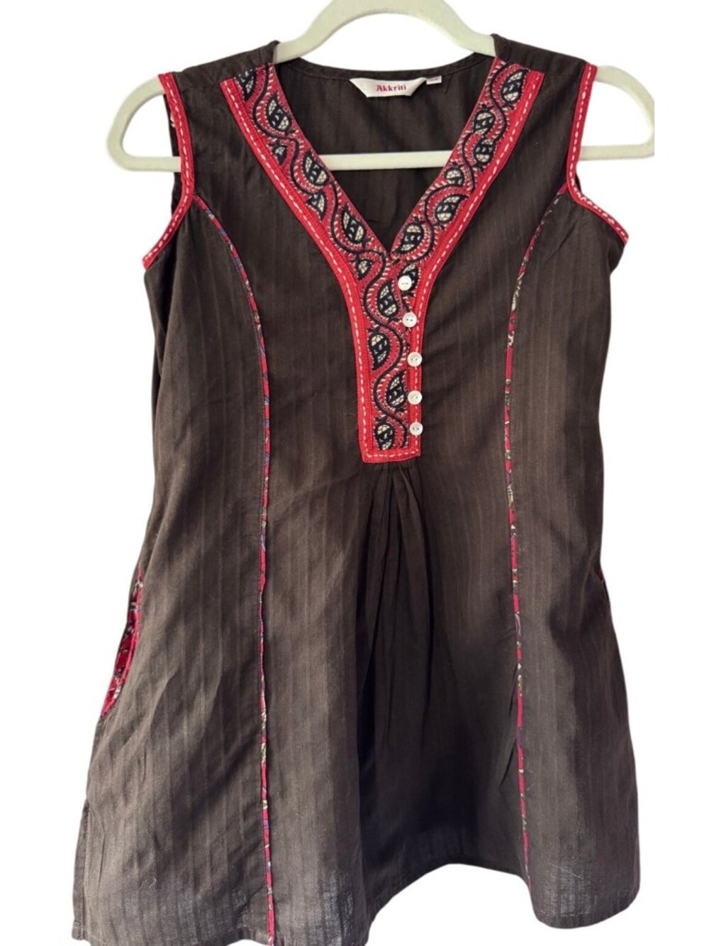 Akkriti Brown Sleeveless Blouse - Size XS